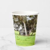 De oude houten hut papieren bekers (Achterkant)