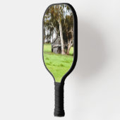De oude houten hut pickleball paddle (Links)