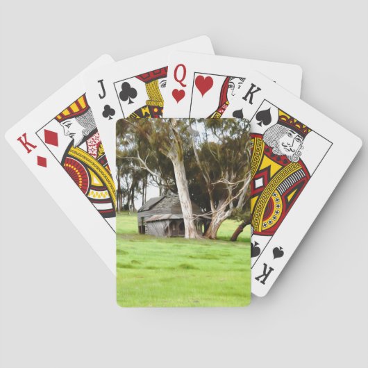 De oude houten hut pokerkaarten (Achterkant)