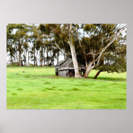 De oude houten hut poster