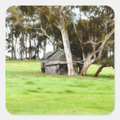 De oude houten hut vierkante sticker (Voorkant)