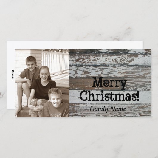 De oude Houten Kerstkaart van de Foto (Voorkant / Achterkant)