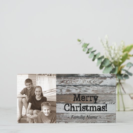 De oude Houten Kerstkaart van de Foto (Staand voorkant)