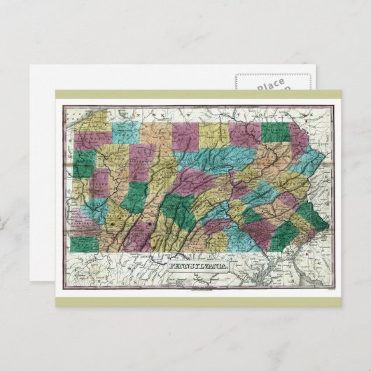 De oude Kaart van 1829 Pennsylvania (Voorkant / Achterkant)