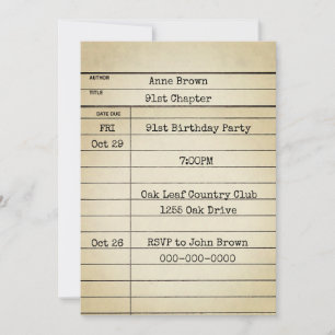 De oude Kaart van de Bibliotheek 91st Birthday Par