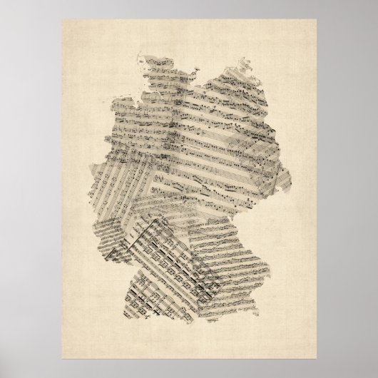 De oude Kaart van de Muziek van het Blad van Duits Poster (Voorkant)