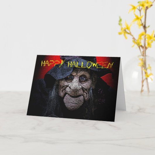 De oude Kaart van Halloween van de Heks (Gele Bloem)