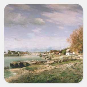 De oude kade in Bercy, Parijs, 1880 Vierkante Sticker