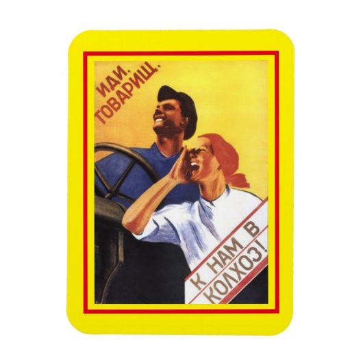De oude klassieke Sovjet-Poster komt naar ons Boer Magneet (Verticaal)