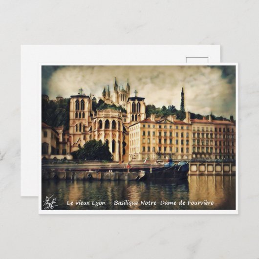 De oude Lyon - basiliek van Fouvière Briefkaart (Voorkant / Achterkant)