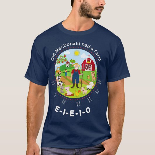 De oude MacDonald had een boerderij Engelse Nurser T-shirt (Voorkant)