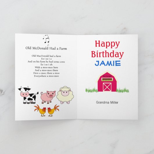 De oude MacDonald had een Boerderij voor een geluk Kaart (Binnen)