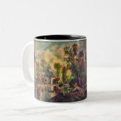 De oude Mill Stream Tweekleurige Koffiemok (Voorkant links)