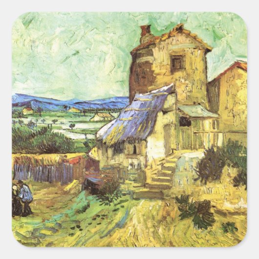 De oude Mill van Vincent van Gogh Vierkante Sticker (Voorkant)