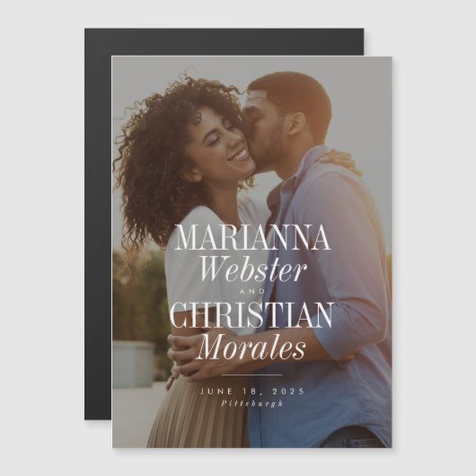 De oude namen unieke moderne één foto sparen de da magnetische uitnodiging (Voorkant / Achterkant)