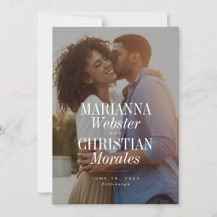 De oude namen unieke moderne één foto sparen de da magnetische uitnodiging