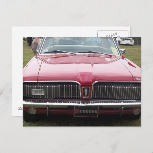 De oude oldtimer van de Poema van Mercury rode Briefkaart (Voorkant / Achterkant)