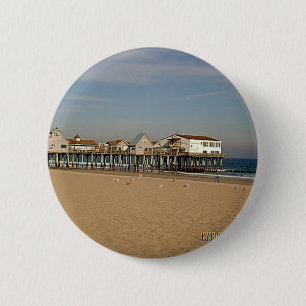 De oude Orchard Beach Pier Ronde Button 5,7 Cm