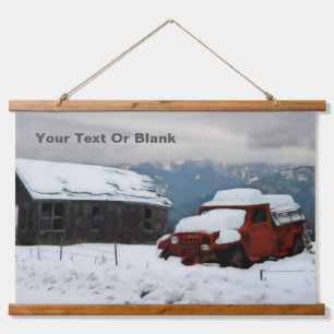 De oude Red Truck Hangend Wandkleed