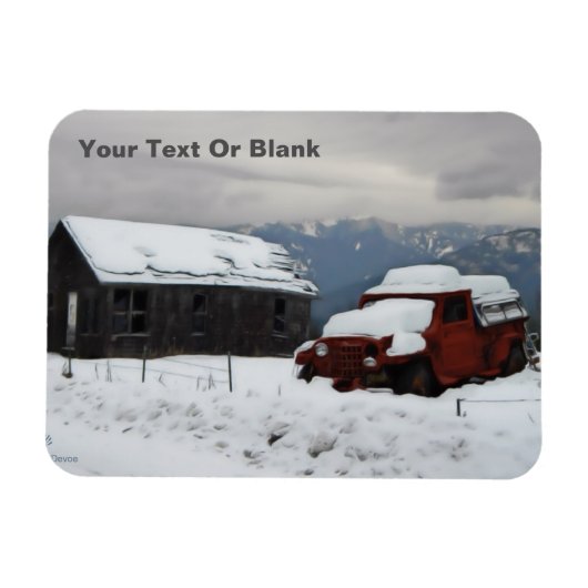 De oude Red Truck Magneet (Horizontaal)