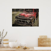 De oude Rode Antiek vrachtwagen Poster (Keuken)