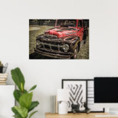 De oude Rode Antiek vrachtwagen Poster (Thuiskantoor)