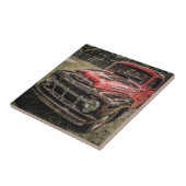 De oude Rode Antiek vrachtwagen Tegeltje (Zijkant)