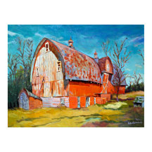 De oude Rode Barn op de Windy Prairie