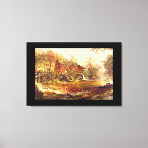 De oude Rode Mill, Jasper F. Cropsey_Landscapes Canvas Afdruk