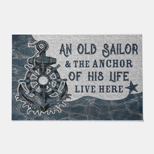 De oude Sailor en zijn Anchor Retro Mat (Voorkant)