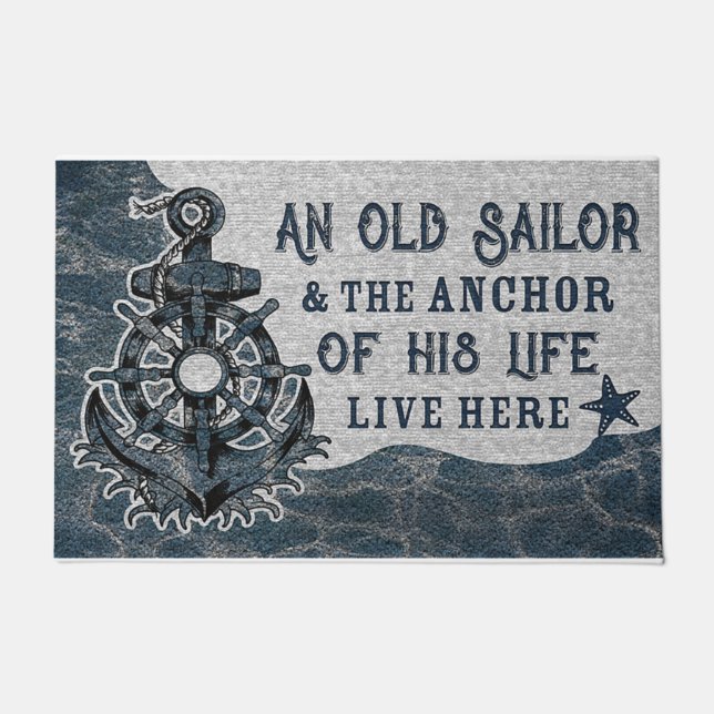 De oude Sailor en zijn Anchor Retro Mat (Voorkant)