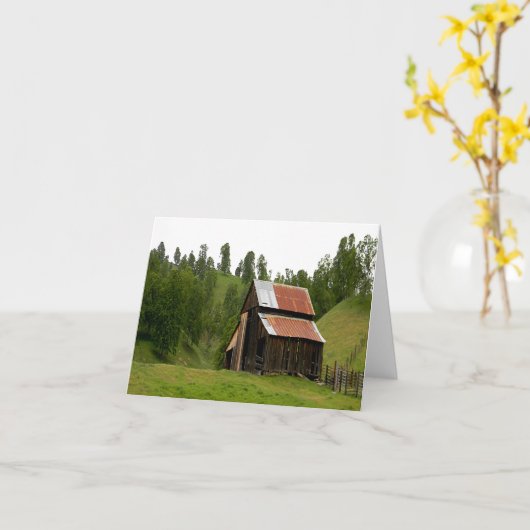 De oude schuur... kaart (Gele Bloem)