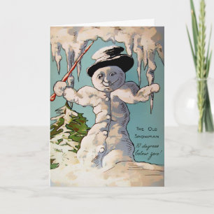 De oude Snowman  Vakantiekaart Feestdagen Kaart