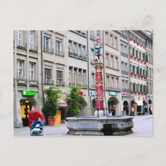 De oude stad Berne - de middeleeuwse fontein Briefkaart (Voorkant)