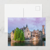 De oude stad Brugge en de toren van Belfry Briefkaart (Voorkant / Achterkant)