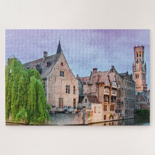 De oude stad Brugge en de toren van Belfry Legpuzzel (Horizontaal)