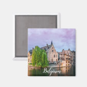 De oude stad Brugge en de toren van Belfry Magneet (Voorkant / Achterkant)