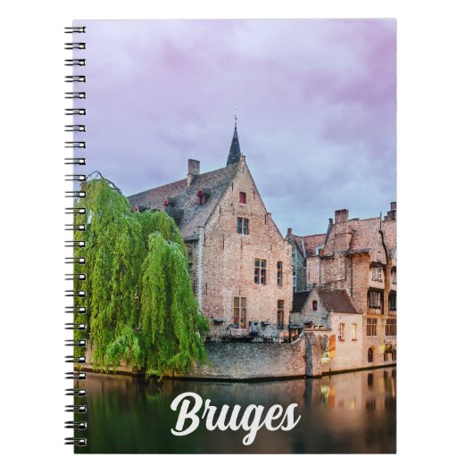 De oude stad Brugge en de toren van Belfry Notitieboek (Voorkant)