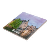 De oude stad Brugge en de toren van Belfry Tegeltje (Zijkant)