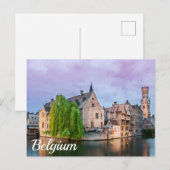 De oude stad Brugge en het Briefkaart Belfry-toren (Voorkant / Achterkant)