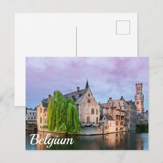 De oude stad Brugge en het Briefkaart Belfry-toren (Voorkant / Achterkant)