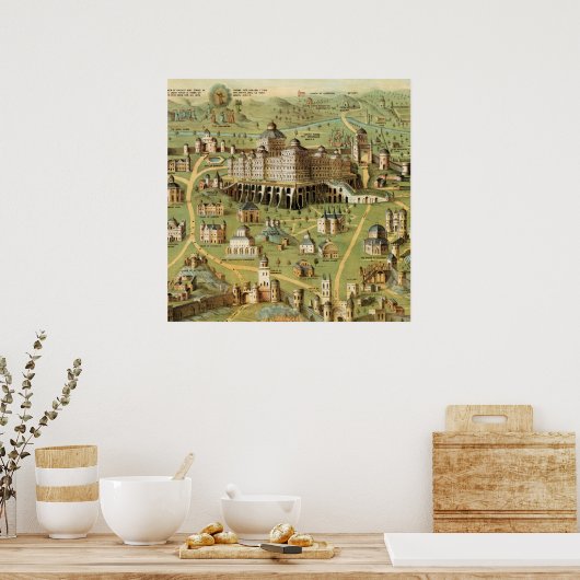 De oude stad Jerusalem met de tempel van Solomon Poster (Keuken)