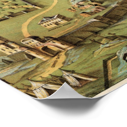 De oude stad Jeruzalem met de Solomon-tempel Poster (Hoek)