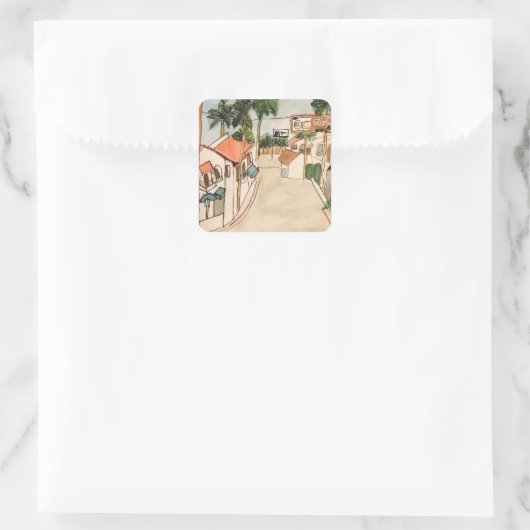 De oude stad La Quinta Vierkante Sticker (Tas)