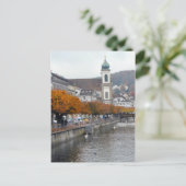 De oude stad Lucerne - Jesuit-kerk en waterfront Briefkaart (Staand voorkant)