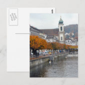 De oude stad Lucerne - Jesuit-kerk en waterfront Briefkaart (Voorkant / Achterkant)