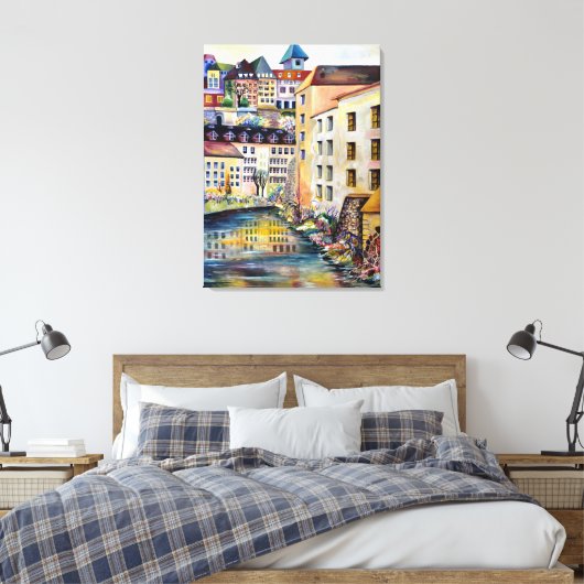 De oude stad Stockholm Canvas Afdruk (Insitu (Slaapkamer))