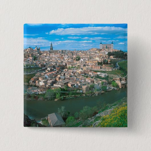 De oude stad Toledo, Spanje. Vierkante Button 5,1 Cm (Voorkant)
