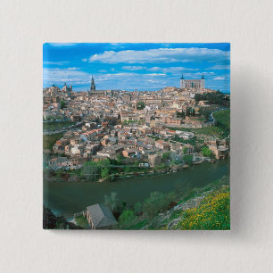De oude stad Toledo, Spanje. Vierkante Button 5,1 Cm