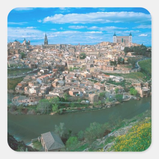 De oude stad Toledo, Spanje. Vierkante Sticker (Voorkant)
